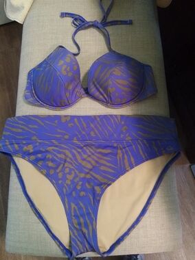 Victorias Secret Purple & Gold Animal Print Bikini Set